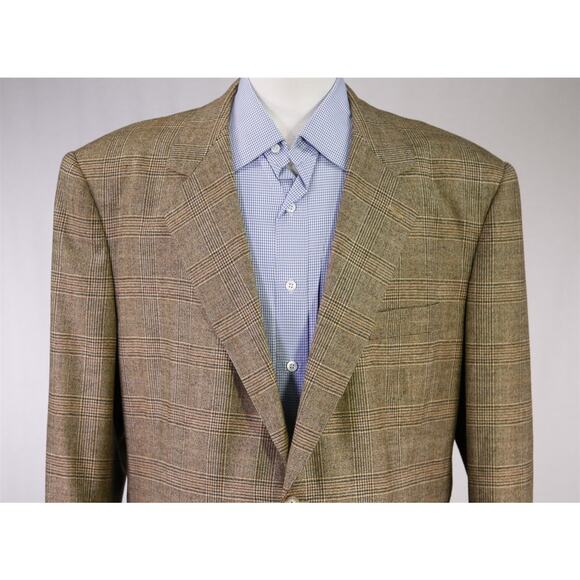 Bespoke Tailored Full Canvas Blazer Wool Cashmere Loro Piana Brown Plaid 46L - Picture 3 of 11